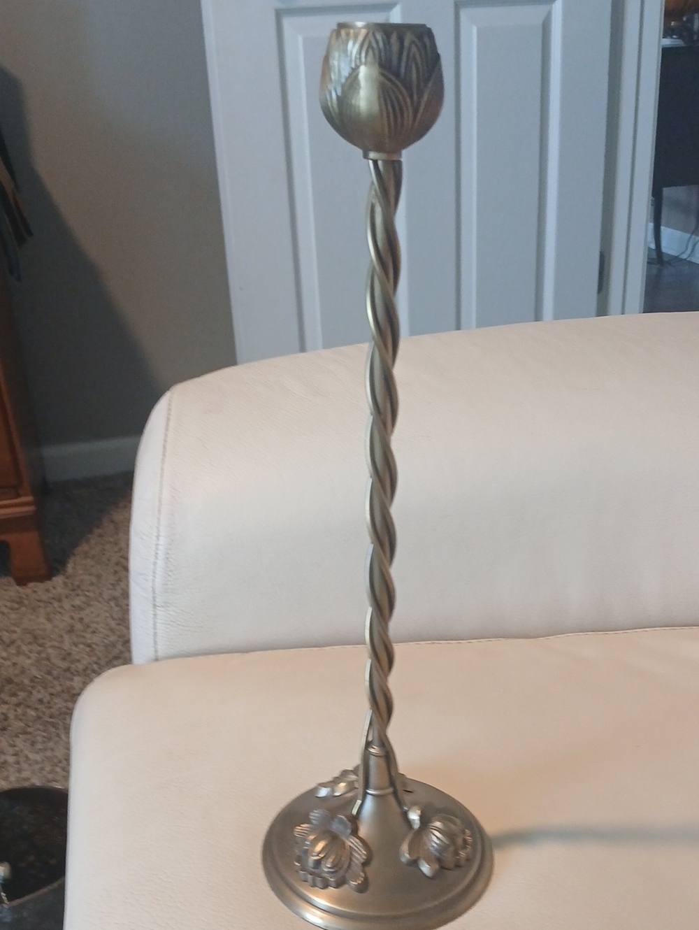Tall Twisted Stem Decorative Brass Candle Holder